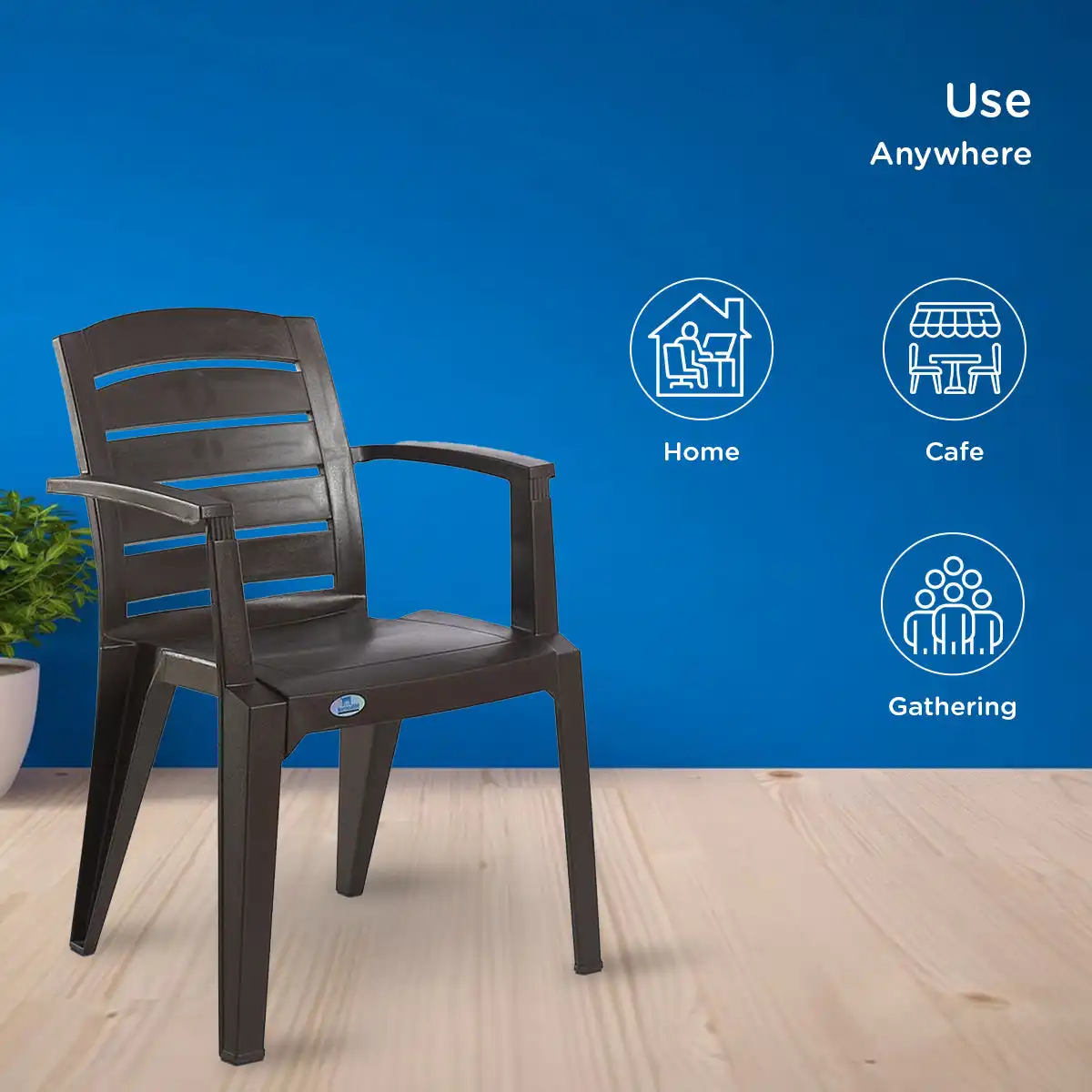 Nilkamal CHR2135 Plastic Arm Chair (Weather Brown) - Image 4