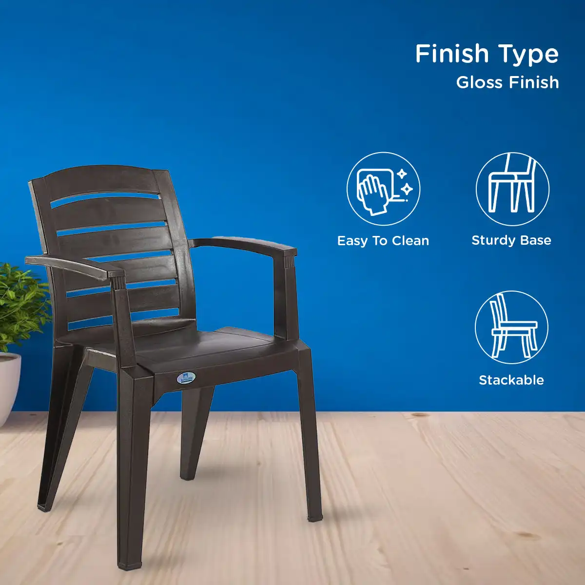 Nilkamal CHR2135 Plastic Arm Chair (Weather Brown) - Image 5