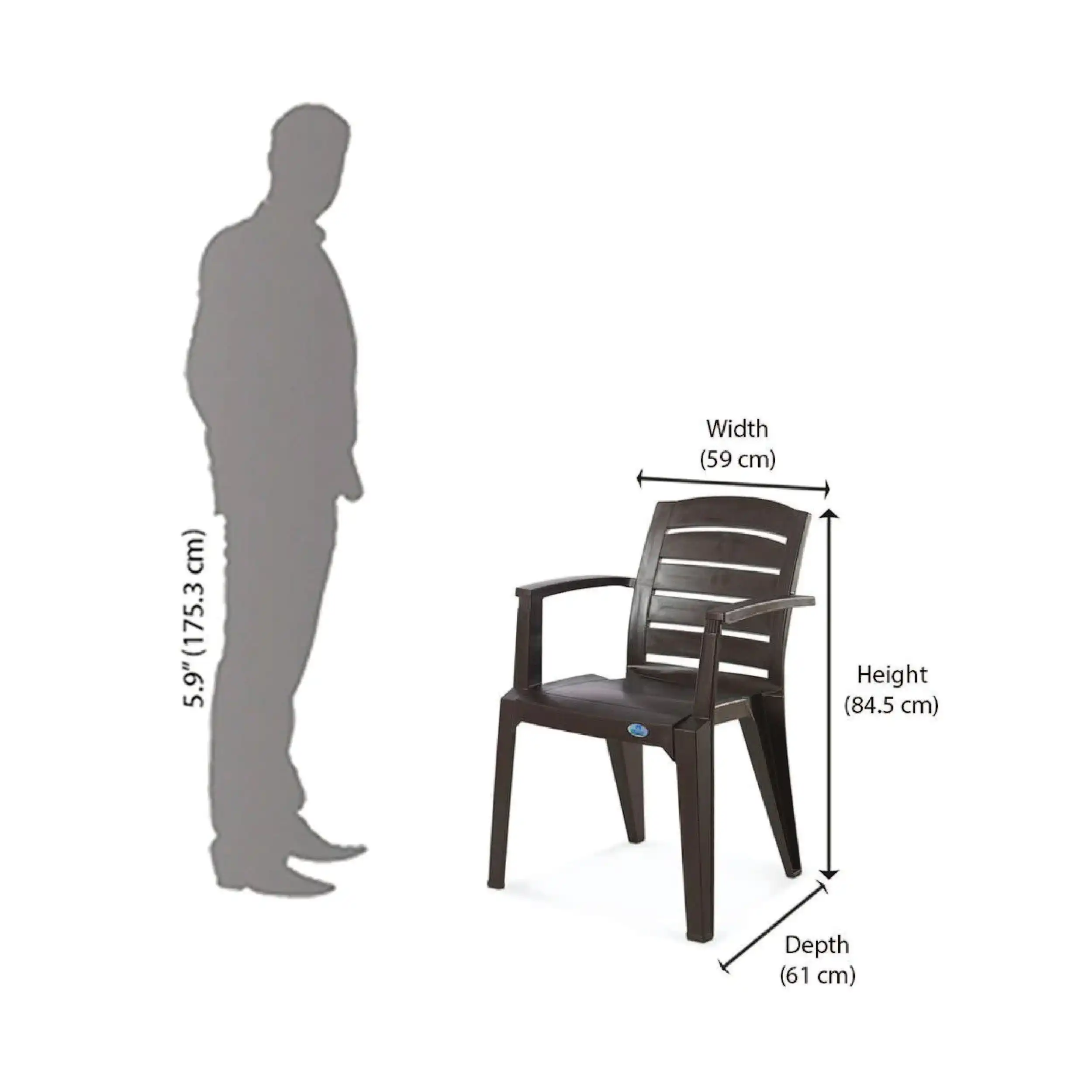 Nilkamal CHR2135 Plastic Arm Chair (Weather Brown) - Image 9