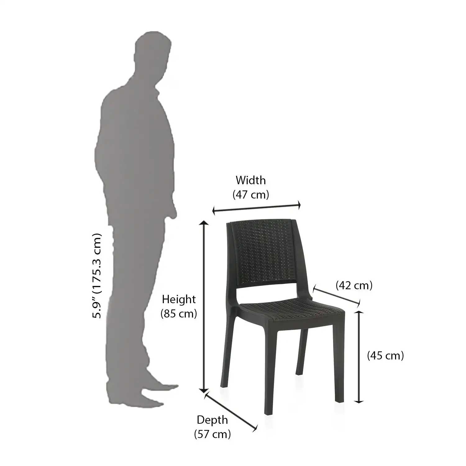 Nilkamal Enamora Plastic Armless Chair (Iron Black) - Image 10