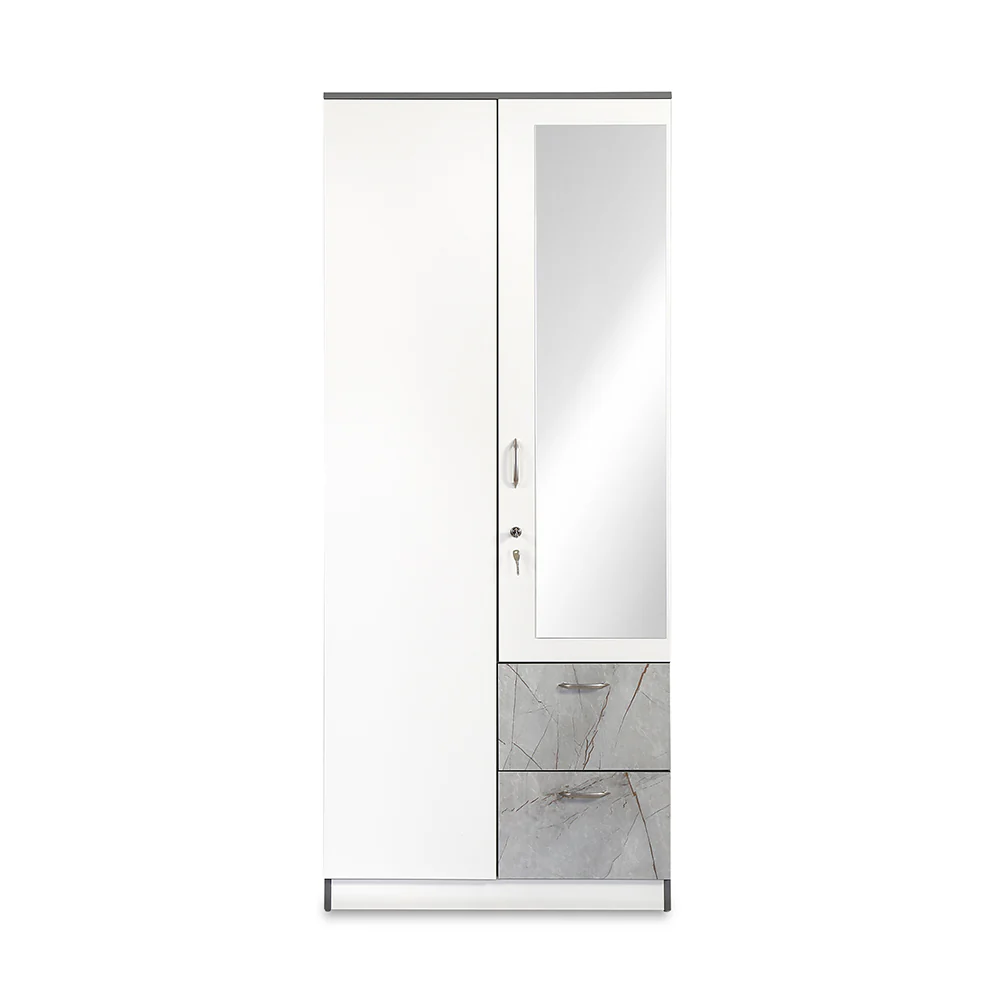 Nilkamal Marbito 2 Door Wardrobe With Mirror (White) - Image 3