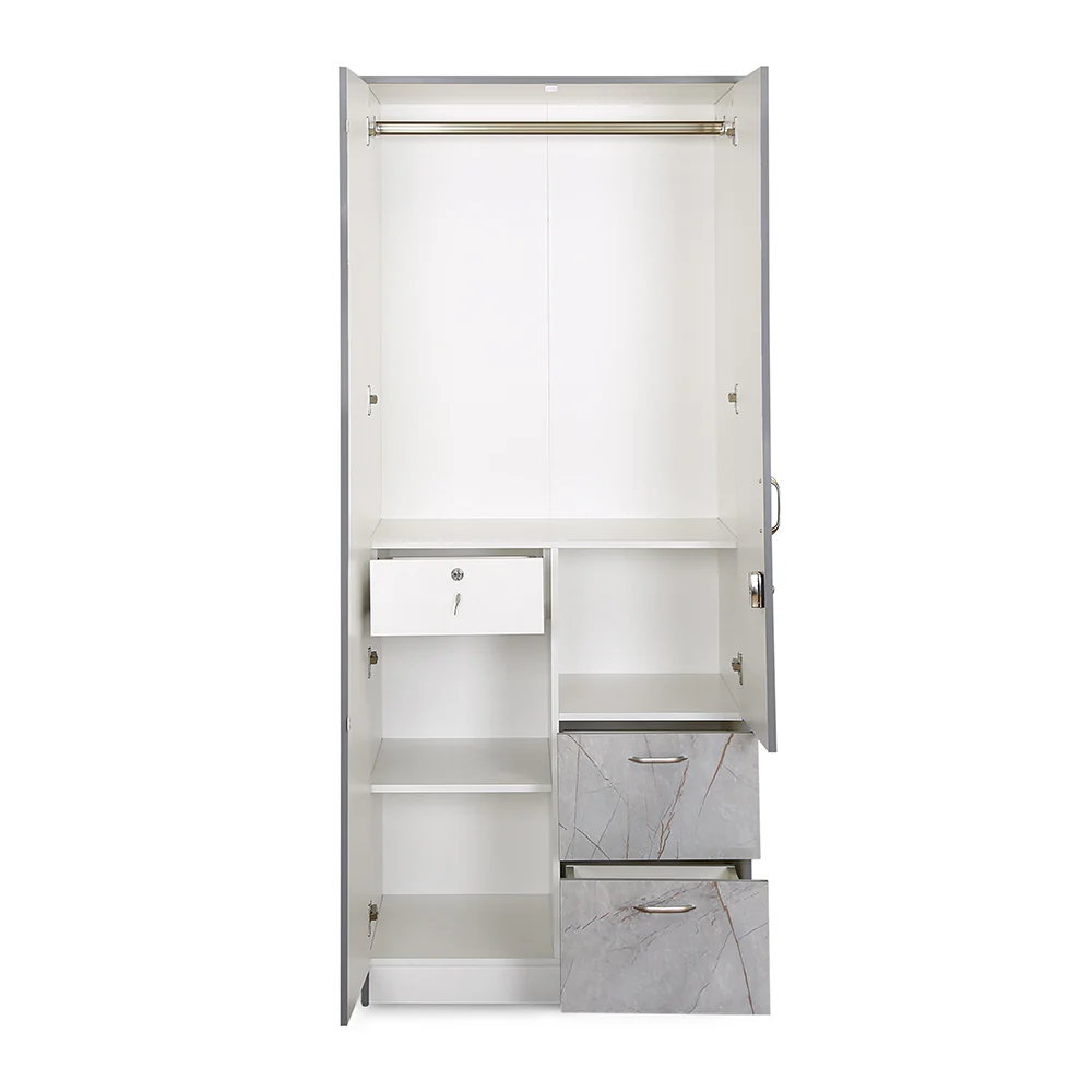 Nilkamal Marbito 2 Door Wardrobe With Mirror (White) - Image 5