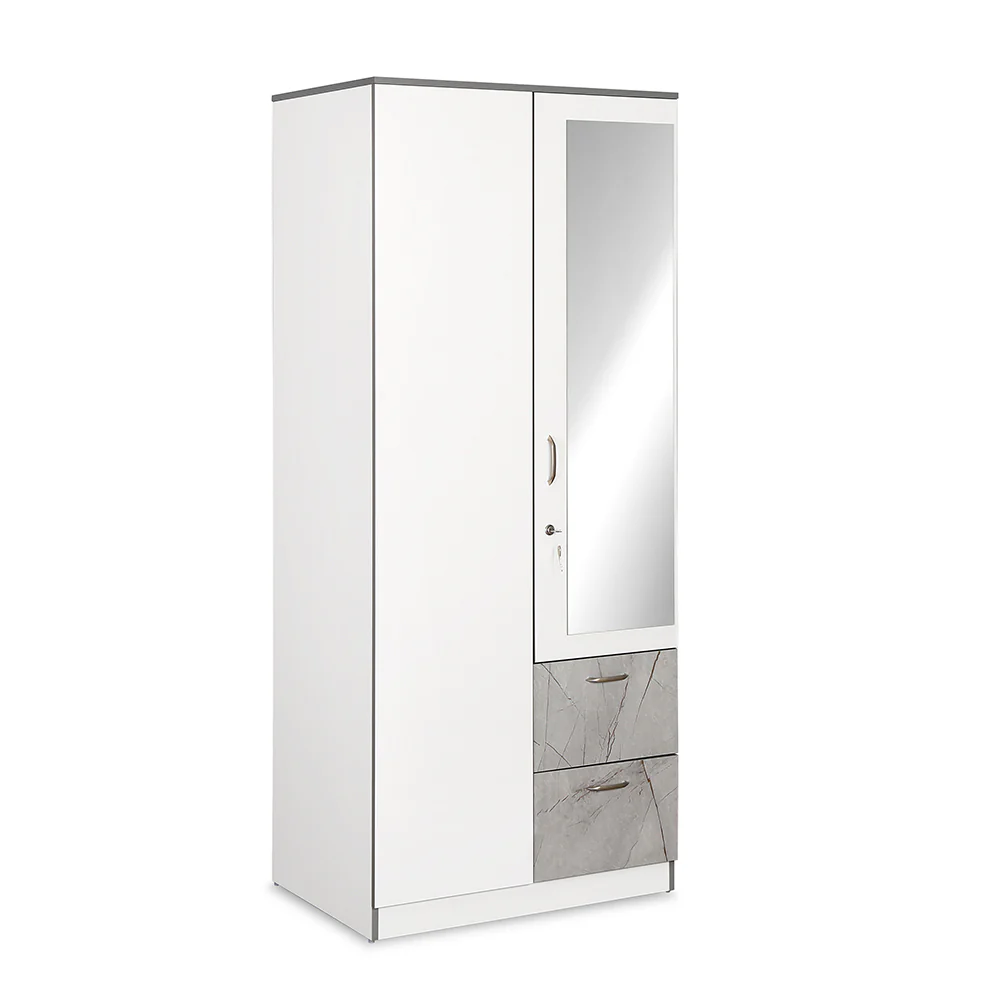 Nilkamal Marbito 2 Door Wardrobe With Mirror (White) - Image 6