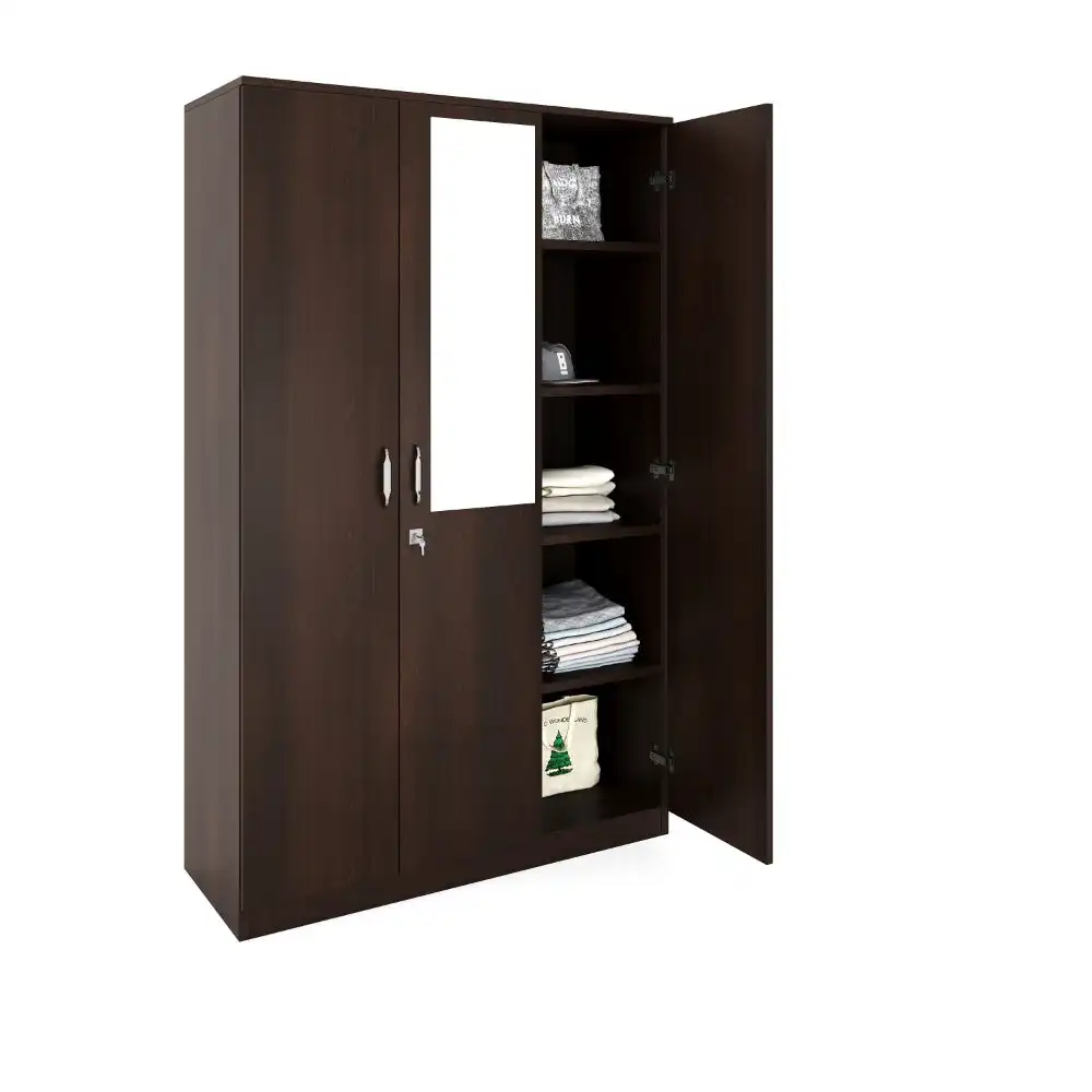 Nilkamal Willy 3 Door Wardrobe with Mirror (New Wenge) - Image 4