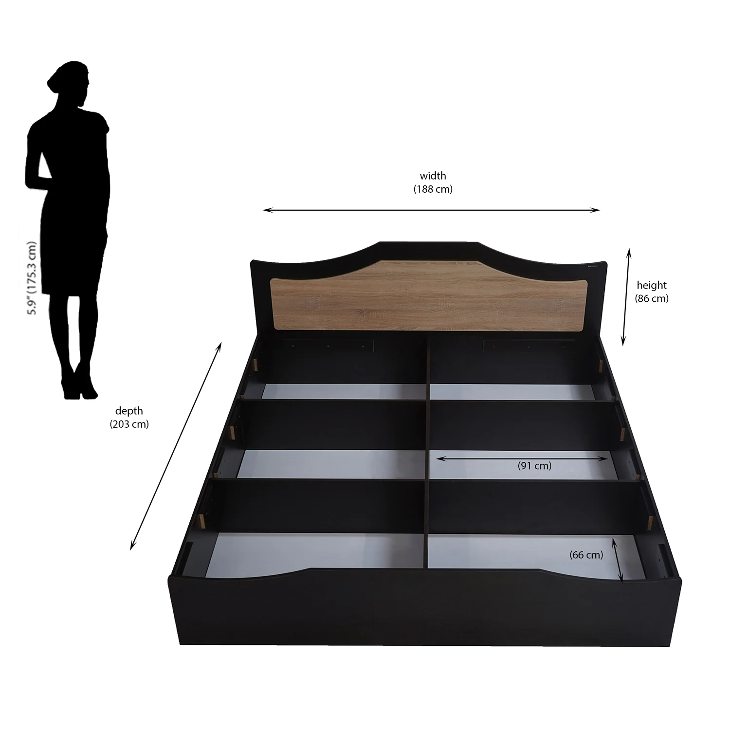 Nilkamal Willy King Bed With Storage (Wenge & Sonama Oak) - Image 7